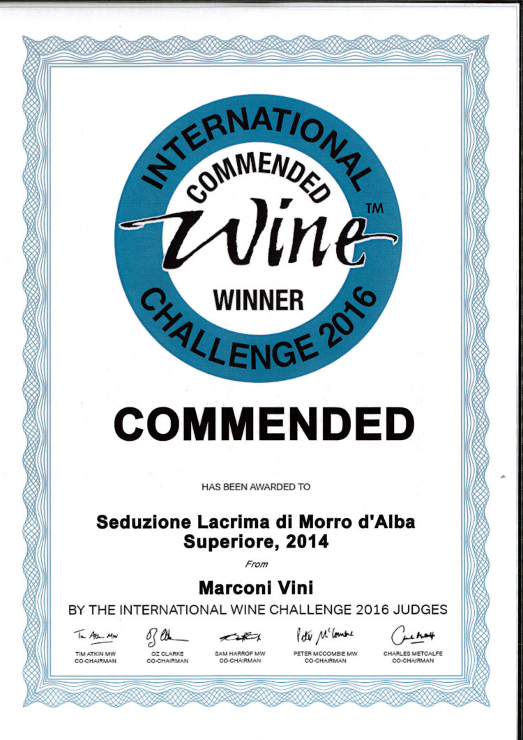 Lacrima di Morro d’Alba Superiore 2006 – Seduzione – Commended – International Wine Challenge 2016