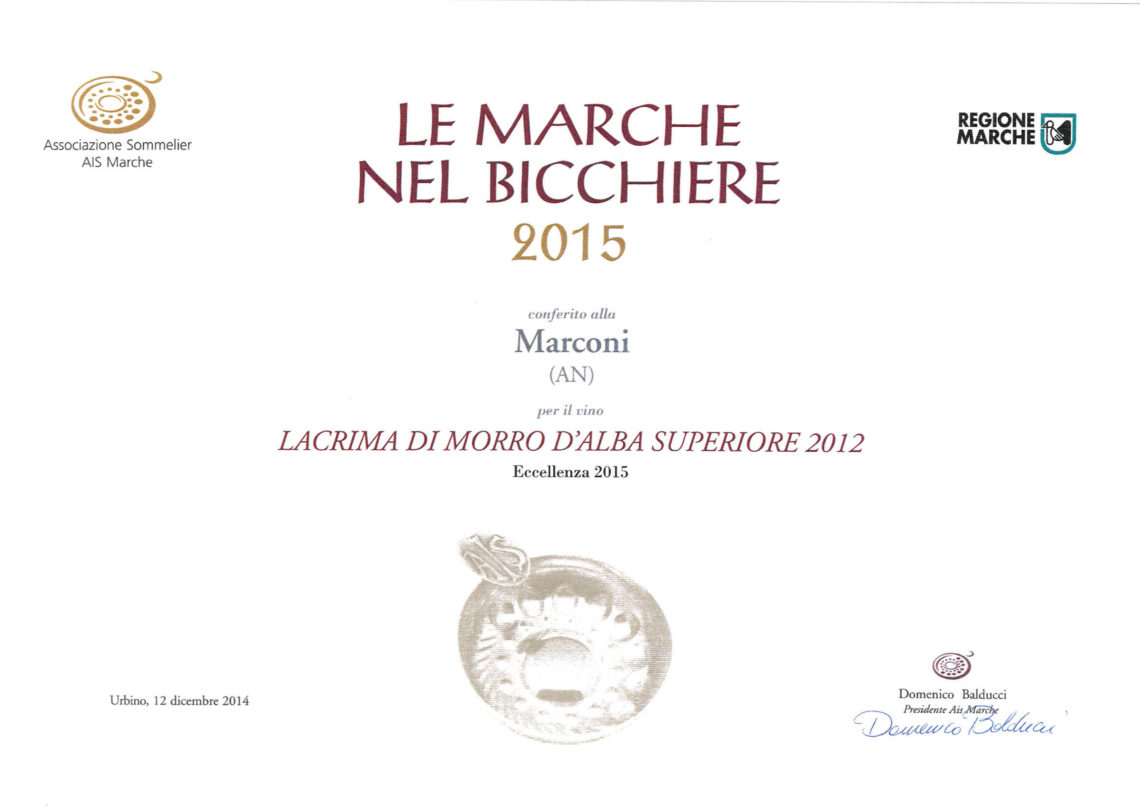 Marconi Vini - Lacrima di Morro d'Alba Superiore 2012 - Le Marche nel Bicchiere 2015