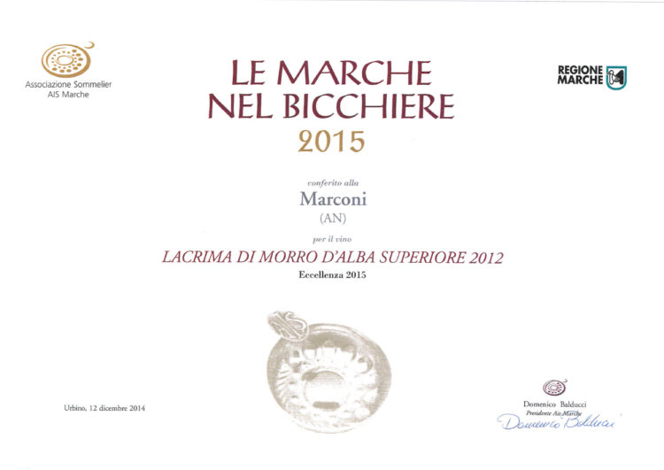 Lacrima di Morro d’Alba Superiore 2012 – Le Marche nel Bicchiere 2015