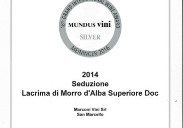 Lacrima di Morro d’Alba Superiore 2014 – Seduzione – Silver – Mundus Vini 2016