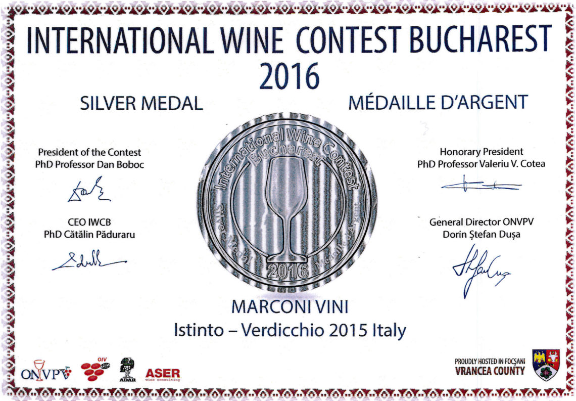 Marconi Vini - Verdicchio 2015 - Istinto - Silver - International Wine Contest Bucharest 2016