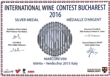 Verdicchio 2015 – Istinto – Silver – International Wine Contest Bucharest 2016