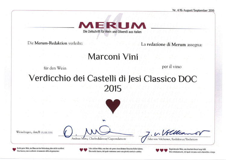 Verdicchio dei Castelli di Jesi Classico DOC 2015 – Merum 2016