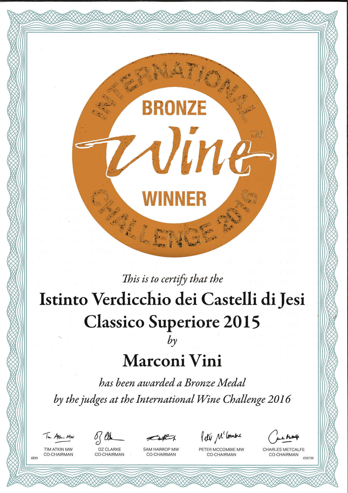 Marconi Vini - Verdicchio dei Castelli di Jesi Classico Superiore 2015 - Bronze - International Challenge 2016