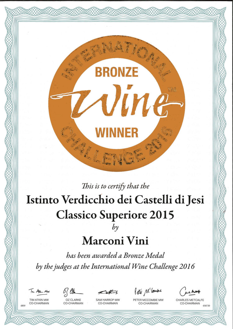 Verdicchio dei Castelli di Jesi Classico Superiore 2015 – Bronze – International Challenge 2016