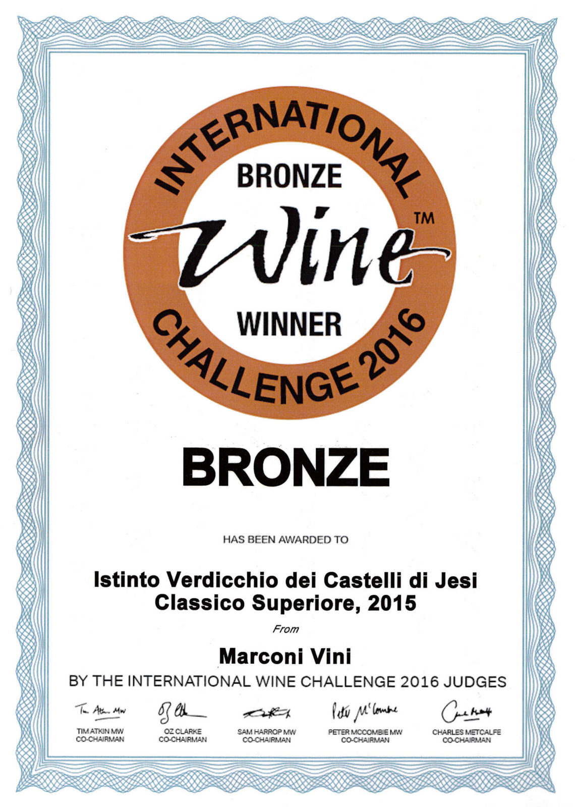 Marconi Vini - Verdicchio dei Castelli di Jesi Classico Superiore 2015 - Istinto - Bronze - International Wine Challenge 2016