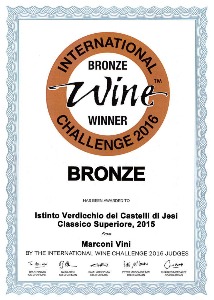 Verdicchio dei Castelli di Jesi Classico Superiore 2015 – Istinto – Bronze – International Wine Challenge 2016