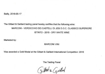 Verdicchio dei Castelli di Jesi Classico Superiore 2015 – Istinto – Gold – Gilbert & Gaillard International 2016