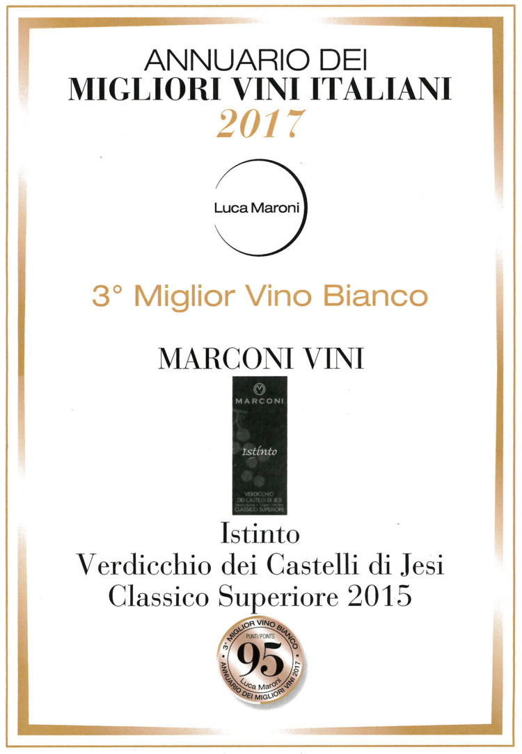 Verdicchio dei Castelli di Jesi Classico Superiore 2015 – Terzo Miglior Vino Bianco – Annuario dei Migliori Vini Italiani 2017