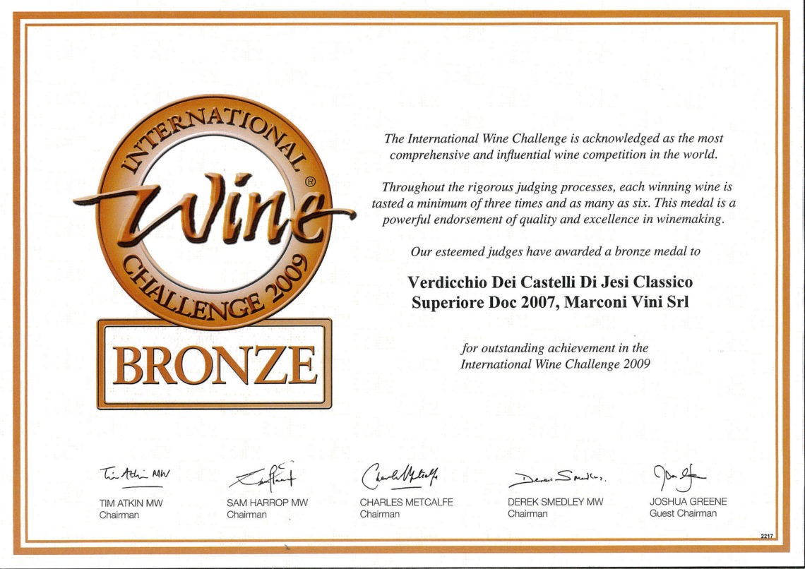 Marconi Vini - Verdicchio dei Castelli di Jesi Classico Superiore DOC 2007 - Bronze - International Wine Challenge 2009