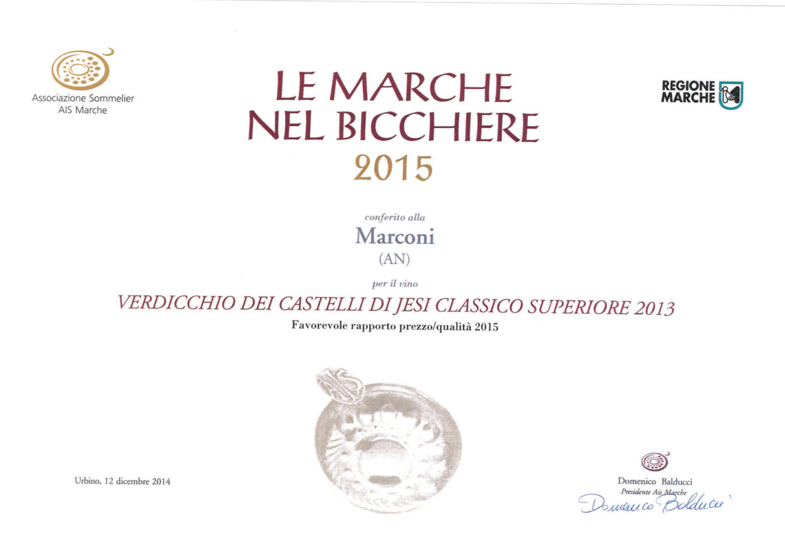 Marconi Vini - Verdicchio dei Castelli di Jesi Superiore 2013 - Le Marche nel Bicchiere 2015